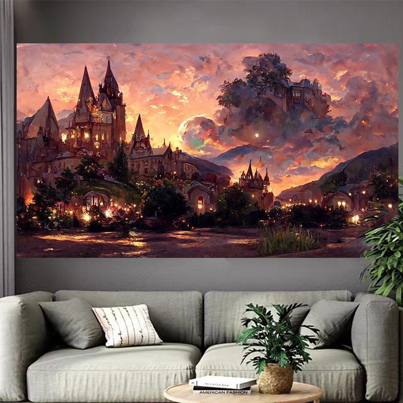 Castle Lake Wall Tapestry Fant - Interior Design Landscape 评论和价格
