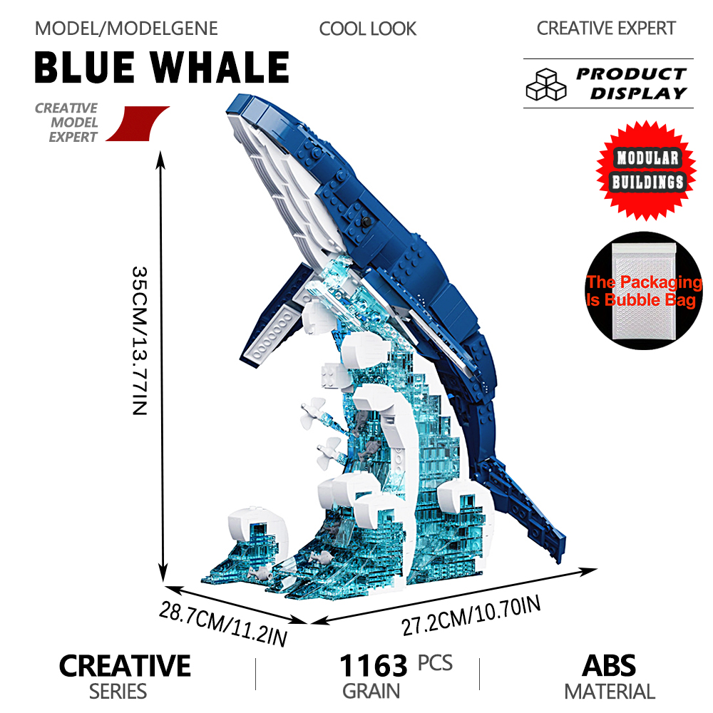Ocean Blue Whale Model Buildin - Interior Design Lego 评论和价格