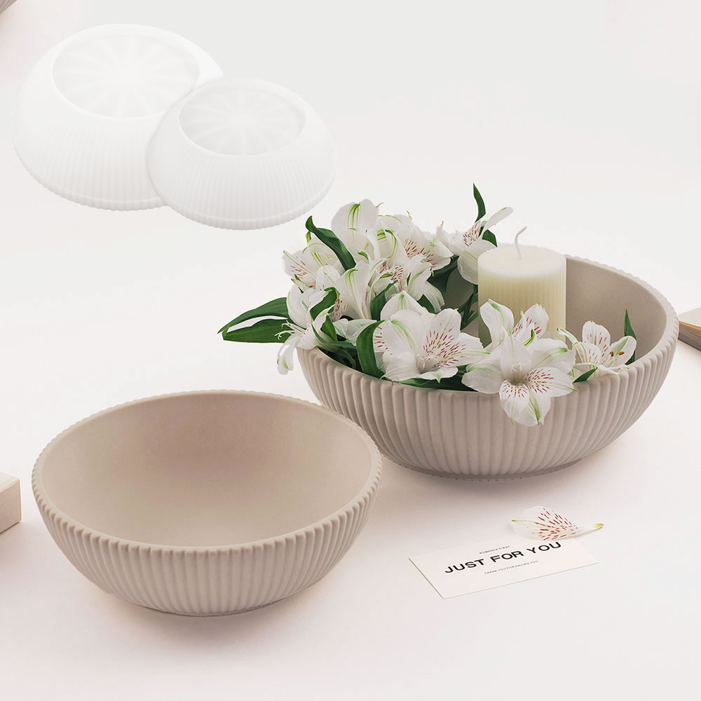 Large Striped Bowl Vessel Conc - Terrazzo Pot Cement 评论和价格
