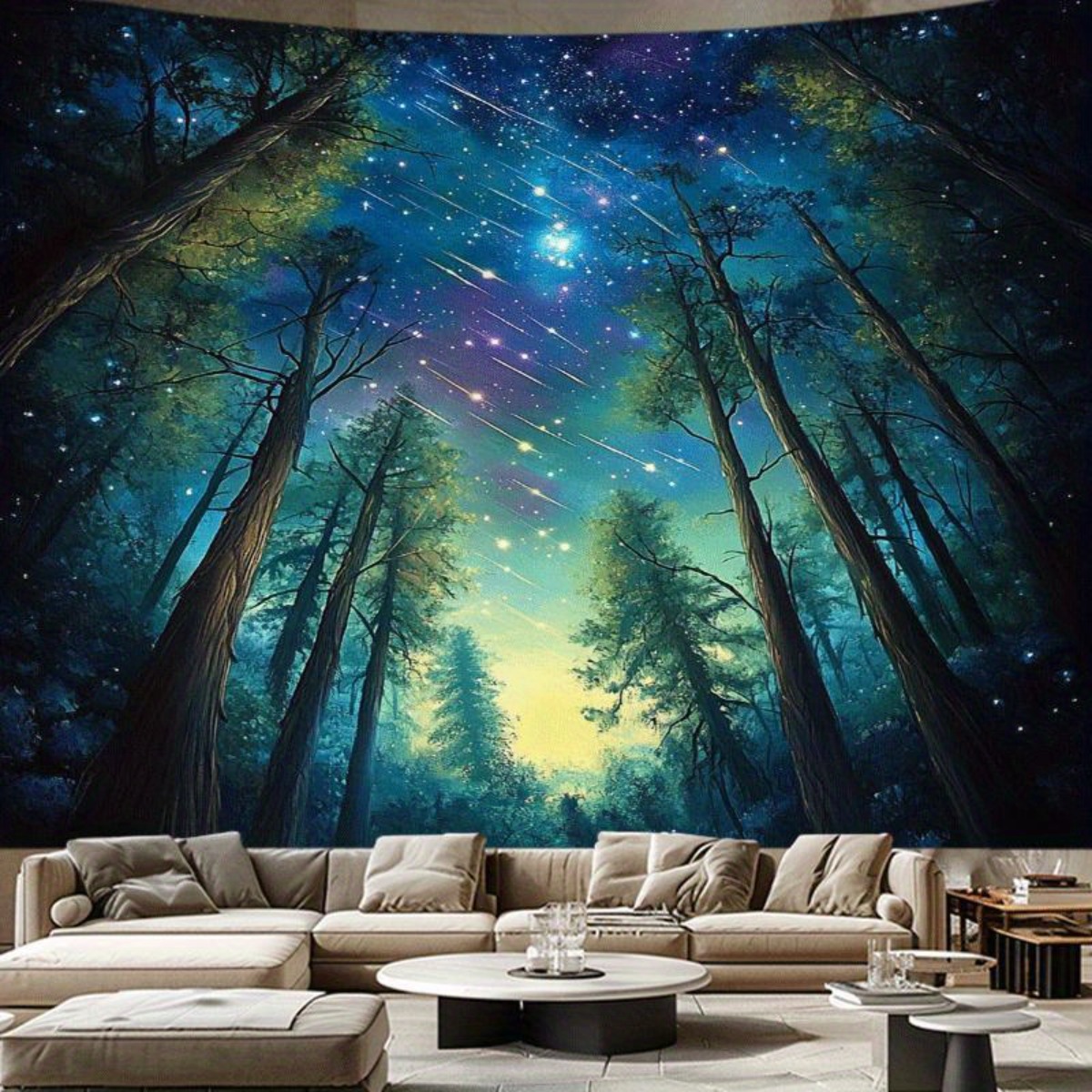 Starry Night Forest Sky Wall T - Interior Design Landscape 评论和价格