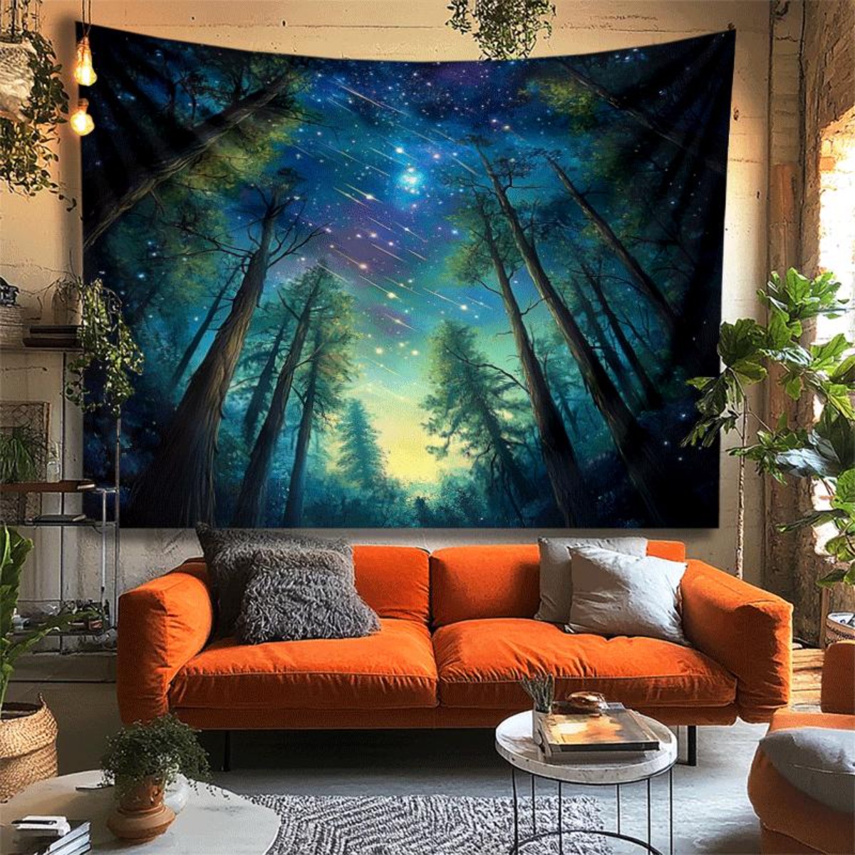 Starry Night Forest Sky Wall T - Interior Design Landscape 评论和价格
