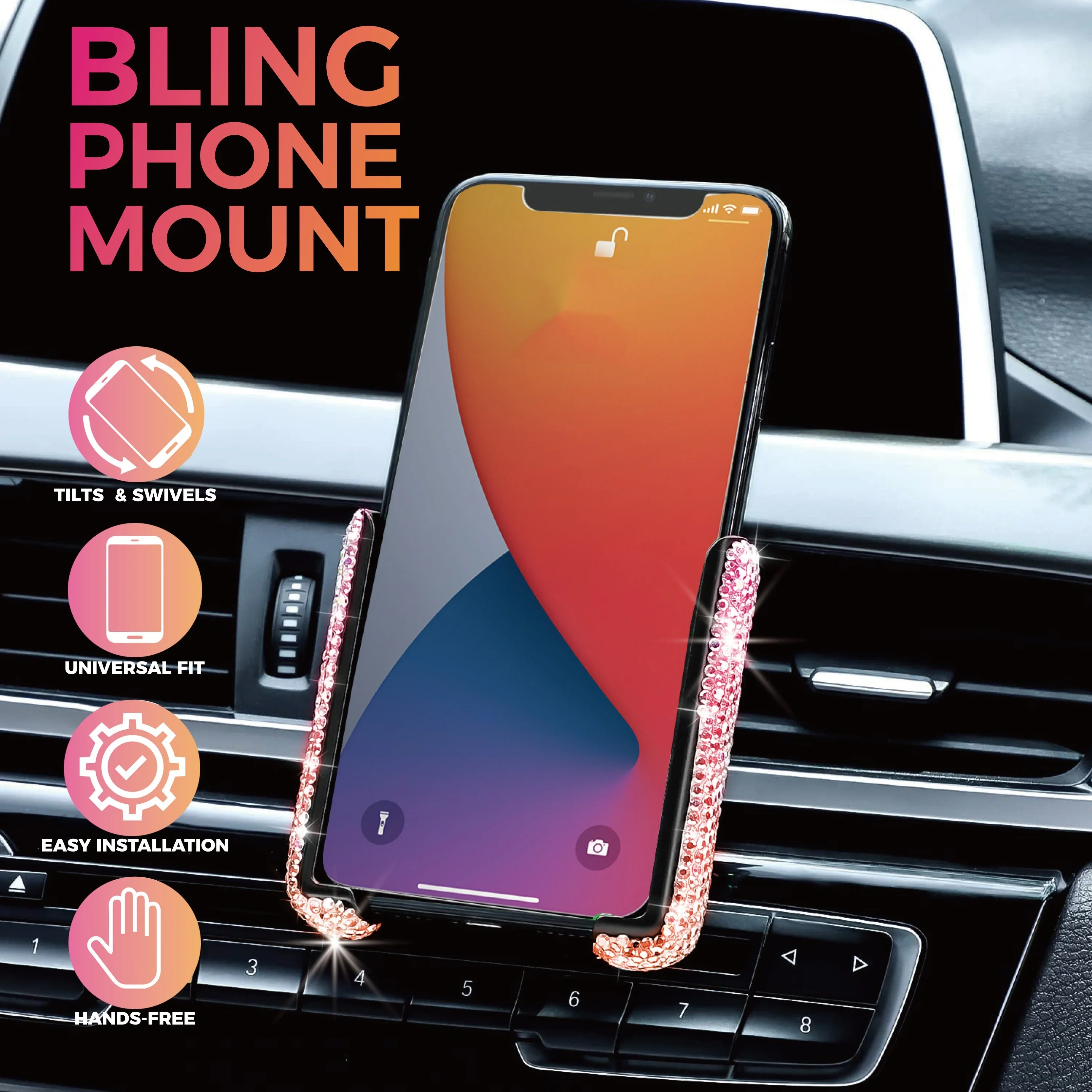 New Car Phone Holder Diamond C - Interior Design Texture 评论和价格