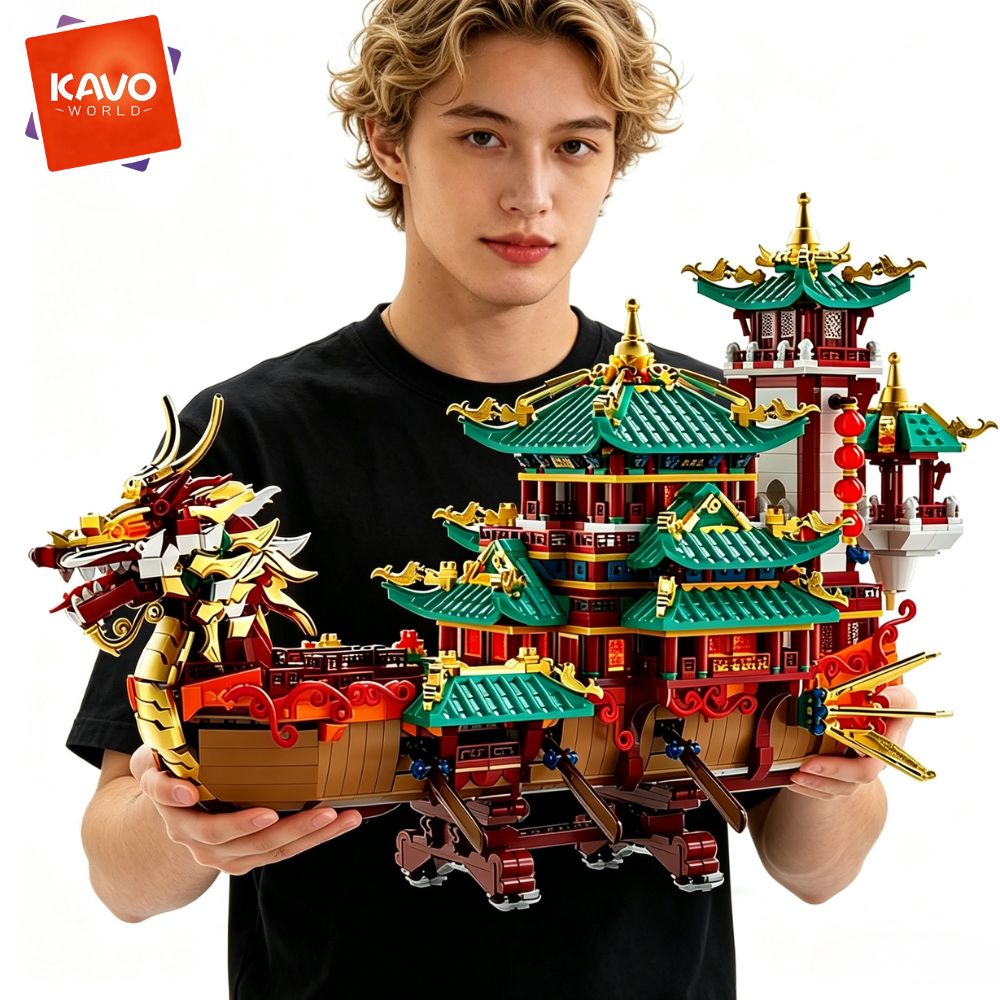 KAVOWORLD 2453pcs Dragon Boat  - Interior Design Lego 评论和价格