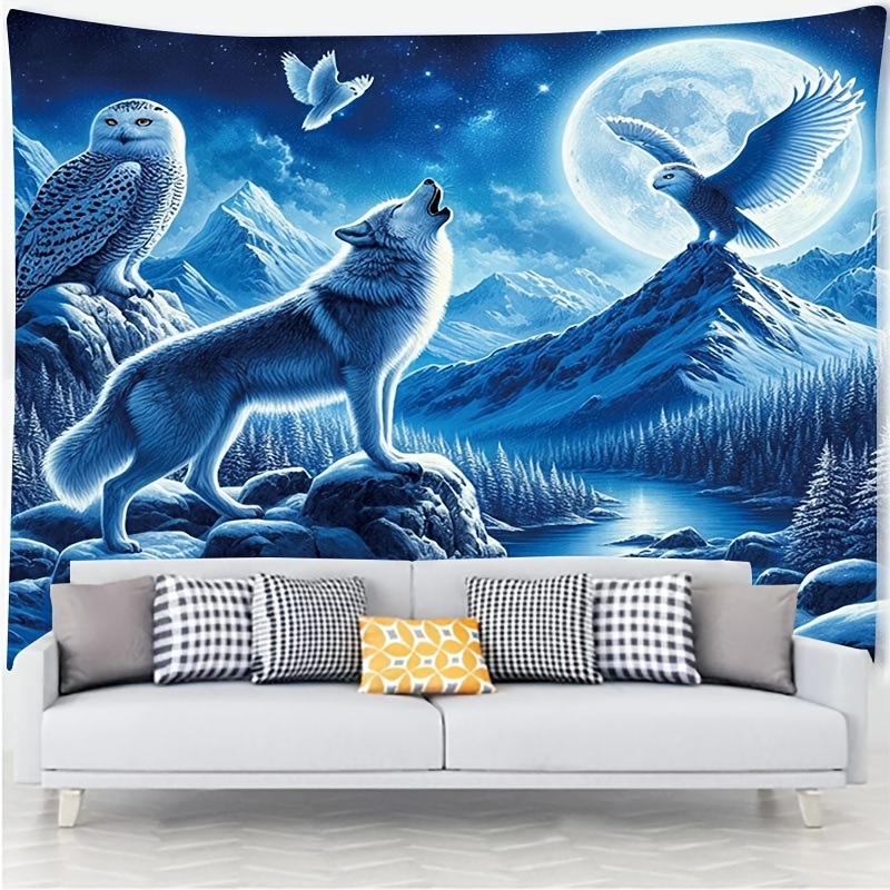 Wolf Howling At Moon Wall Mura - Interior Design Landscape 评论和价格
