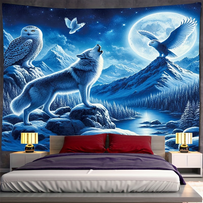 Wolf Howling At Moon Wall Mura - Interior Design Landscape 评论和价格
